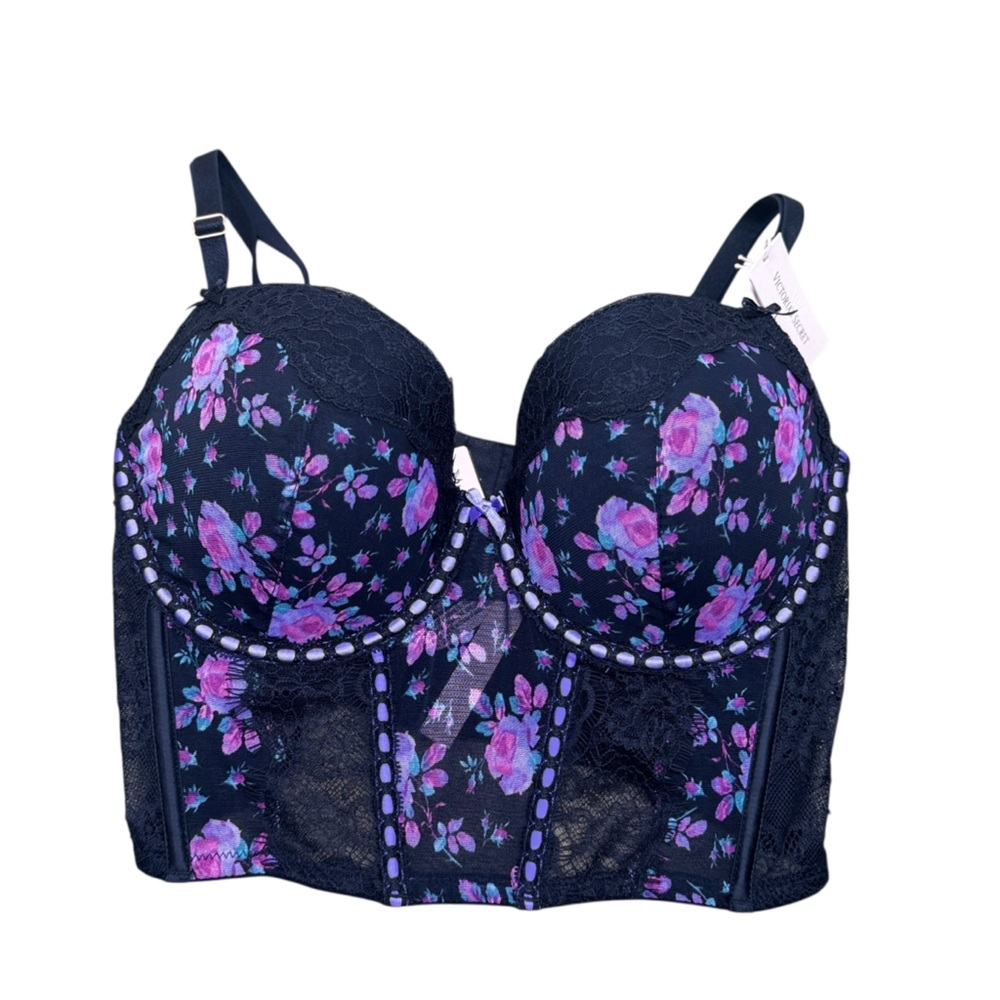 NWT Victoria's Secret Dream Angels Lined Demi Floral Lace Corset Longline Bra